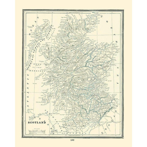 Great Britain Scotland - Rathbun 1893 Black Modern Wood Framed Art Print with Double Matting by Rathbun
