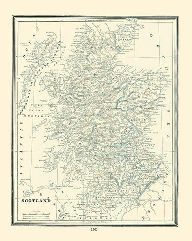 Great Britain Scotland - Rathbun 1893 White Modern Wood Framed Art Print with Double Matting by Rathbun