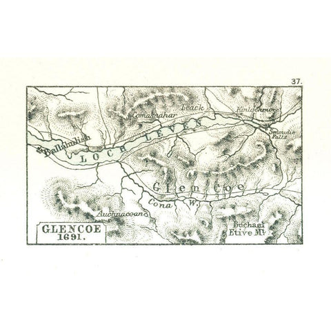 Glencoe Scotland 1691 - Gardiner 1902 Black Modern Wood Framed Art Print with Double Matting by Gardiner