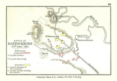 Bannockburn Battle Scotland - Gardiner 1902 White Modern Wood Framed Art Print with Double Matting by Gardiner