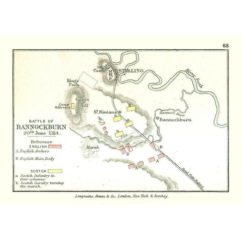 Bannockburn Battle Scotland - Gardiner 1902 White Modern Wood Framed Art Print by Gardiner