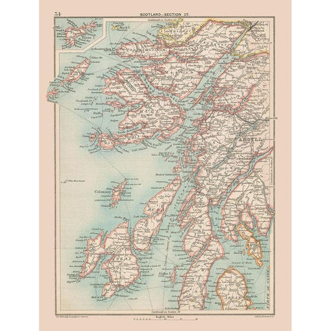 Scotland - Bartholomew 1892 Black Modern Wood Framed Art Print with Double Matting by Bartholomew