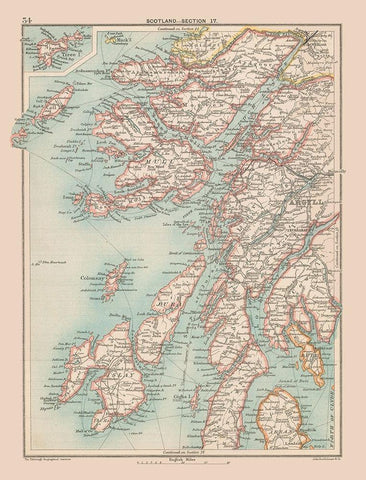 Scotland - Bartholomew 1892 Black Ornate Wood Framed Art Print with Double Matting by Bartholomew