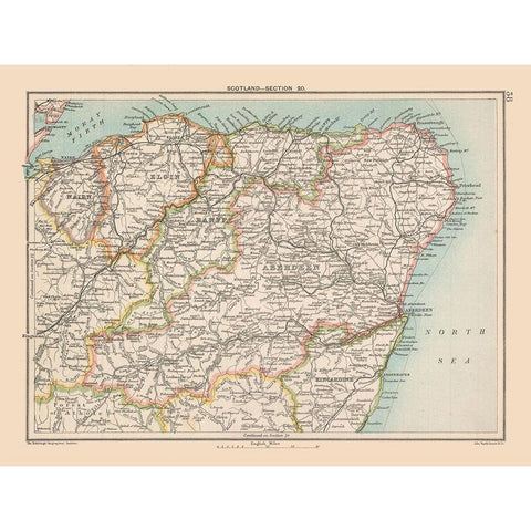 Scotland - Bartholomew 1892 White Modern Wood Framed Art Print by Bartholomew