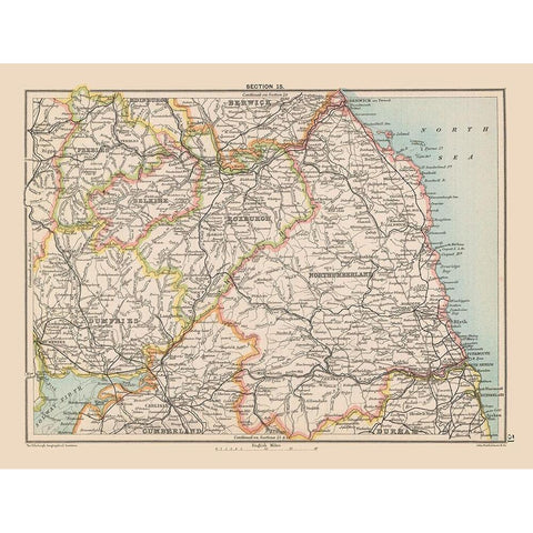 Eastern Scotland Ireland - Bartholomew 1892 Black Modern Wood Framed Art Print with Double Matting by Bartholomew