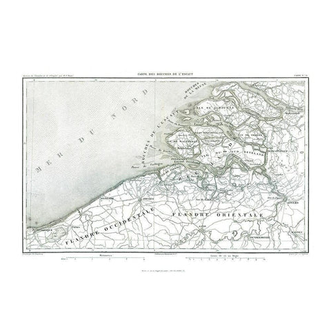 Europe Mouths of Scheldt Belgium - Thiers 1866 Black Modern Wood Framed Art Print with Double Matting by Thiers