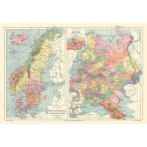 Political Scandinavia Russia Sweden Norway Denmark White Modern Wood Framed Art Print by Drioux