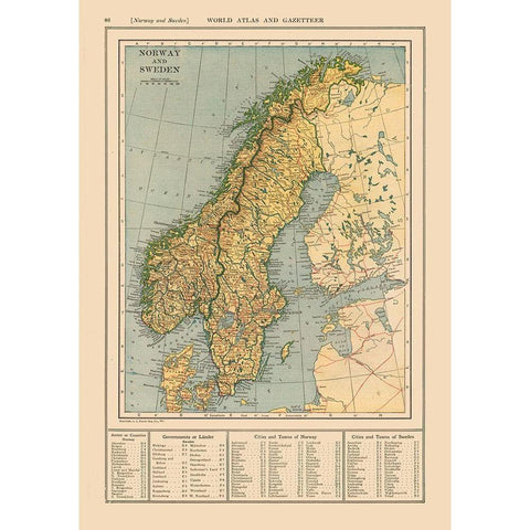 Europe Norway Sweden - Reynold 1921 White Modern Wood Framed Art Print by Reynold