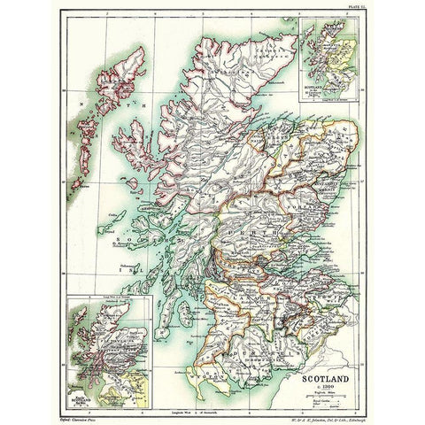 Scotland 1300 - Poole 1902 Gold Ornate Wood Framed Art Print with Double Matting by Poole
