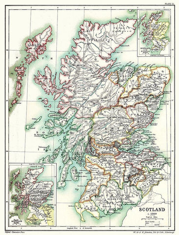 Scotland 1300 - Poole 1902 White Modern Wood Framed Art Print with Double Matting by Poole