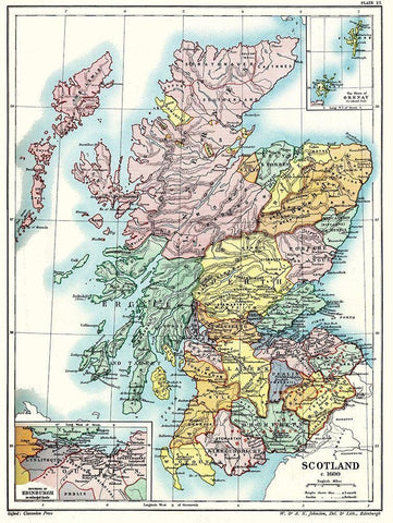 Scotland 1600 - Poole 1902 Black Ornate Wood Framed Art Print with Double Matting by Poole