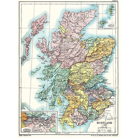 Scotland 1600 - Poole 1902 Black Modern Wood Framed Art Print by Poole