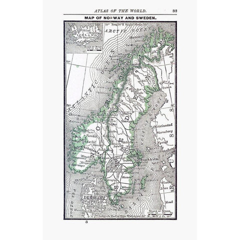 Norway Sweden - Alden 1886 White Modern Wood Framed Art Print by Alden