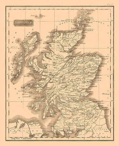 Scotland - Kirkwood 1817 Black Ornate Wood Framed Art Print with Double Matting by Kirkwood