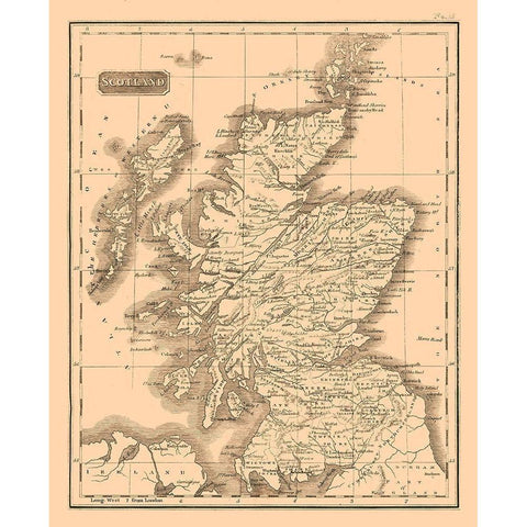Scotland - Kirkwood 1817 White Modern Wood Framed Art Print by Kirkwood