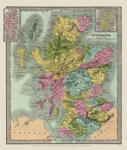 Scotland - Illman 1834 White Modern Wood Framed Art Print with Double Matting by Illman