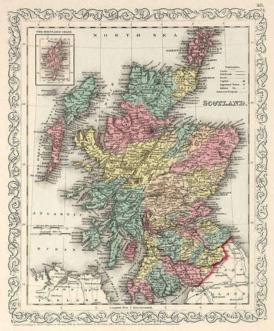 Scotland - Desilver 1859 White Modern Wood Framed Art Print with Double Matting by Desilver