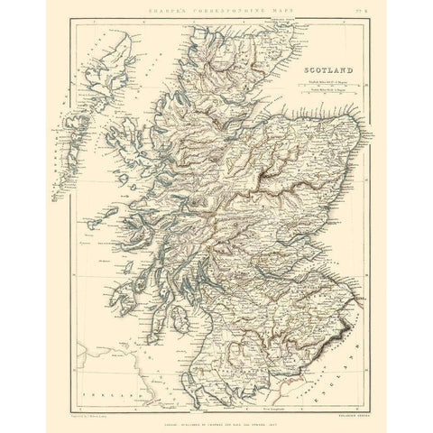 Scotland - Chapman 1847 Black Modern Wood Framed Art Print by Chapman