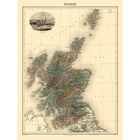 Scotland - Migeon 1892 White Modern Wood Framed Art Print by Migeon