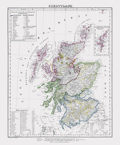 Scotland - Flemming 1847 Black Ornate Wood Framed Art Print with Double Matting by Flemming