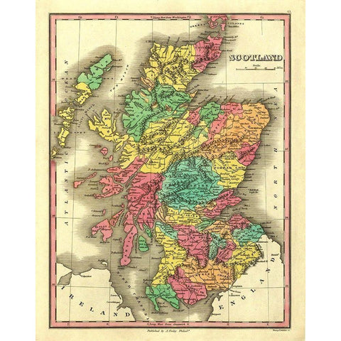 Scotland - Finley 1831 White Modern Wood Framed Art Print by Finley