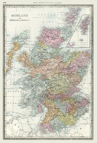 Scotland - Rand McNally 1894 White Modern Wood Framed Art Print with Double Matting by Rand McNally