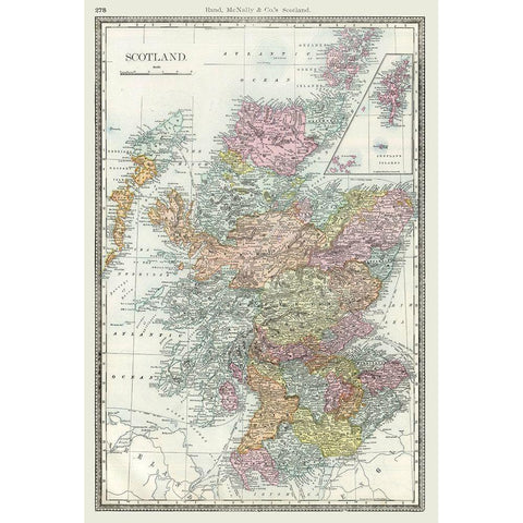 Scotland - Rand McNally 1894 White Modern Wood Framed Art Print by Rand McNally