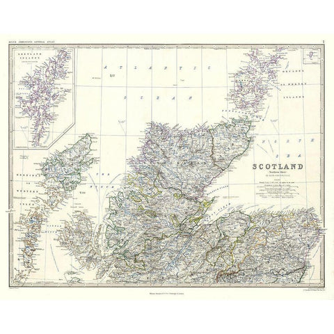 Scotland - Northern Sheet - Johnston Gold Ornate Wood Framed Art Print with Double Matting by Johnston