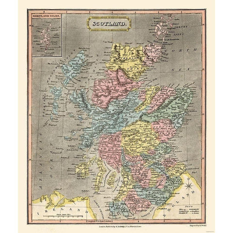 Scotland - Oddy Gold Ornate Wood Framed Art Print with Double Matting by Oddy