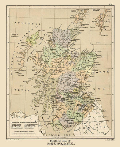 Scotland - Political Map -  Allen White Modern Wood Framed Art Print with Double Matting by Allen