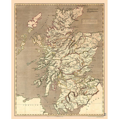 Scotland - Kirkwood 1817 Black Modern Wood Framed Art Print with Double Matting by Kirkwood