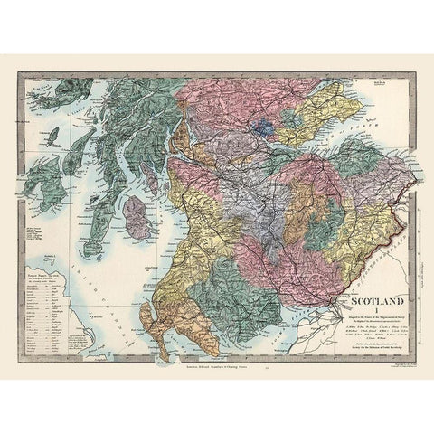 Southern Scotland - Topograpy - Stanford White Modern Wood Framed Art Print by Stanford