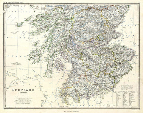 Scotland - Southern Sheet - Johnston White Modern Wood Framed Art Print with Double Matting by Johnston