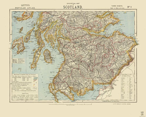 Southern Scotland - Statistical - Letts 1883 White Modern Wood Framed Art Print with Double Matting by Letts