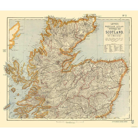 Northern Scotland - Statistical - Letts 1883 Black Modern Wood Framed Art Print with Double Matting by Letts