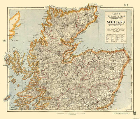 Northern Scotland - Statistical - Letts 1883 White Modern Wood Framed Art Print with Double Matting by Letts