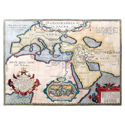 Europe Middle East - Ortelius 1570 Gold Ornate Wood Framed Art Print with Double Matting by Ortelius