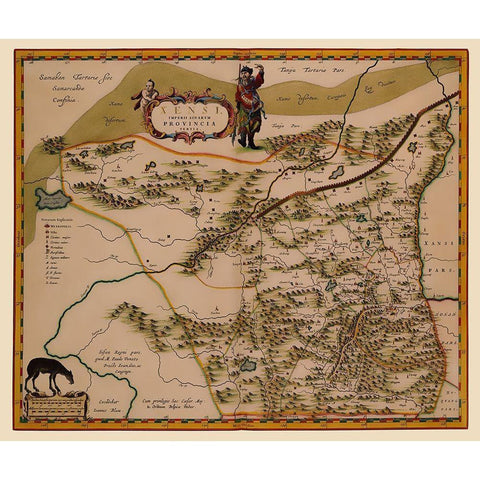 Shaanxi Province China - Blaeu 1655 Black Modern Wood Framed Art Print with Double Matting by Blaeu