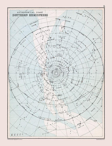 Southern Hemisphere - Bartholomew 1892 White Modern Wood Framed Art Print with Double Matting by Bartholomew