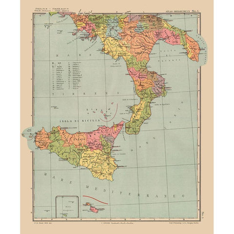 Europe Sicily Italy - Streit 1913 Black Modern Wood Framed Art Print with Double Matting by Streit