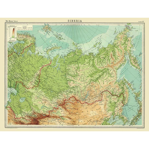 Asia Siberia Times Russia - Bartholomew 1922 Black Modern Wood Framed Art Print with Double Matting by Bartholomew