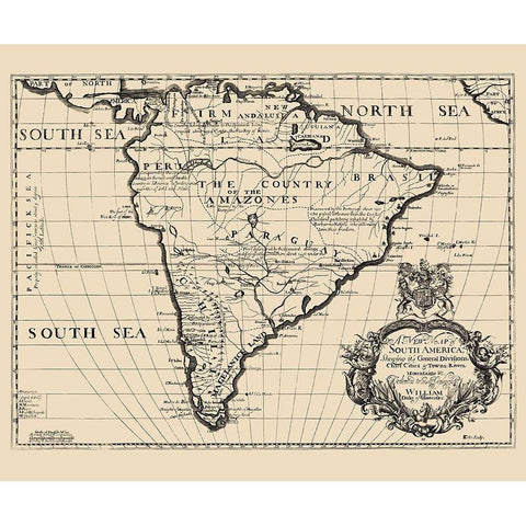 South America - Wells 1700 White Modern Wood Framed Art Print by Wells