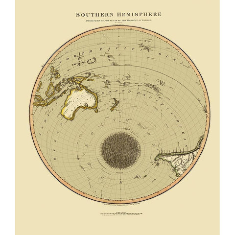 Southern Hemisphere - Thomson 1816 Gold Ornate Wood Framed Art Print with Double Matting by Thomson