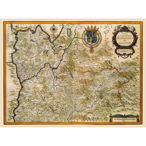 Southeastern Wine Region France - Jansson 1638 Gold Ornate Wood Framed Art Print with Double Matting by Jansson