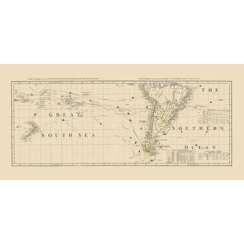 South Pacific Ocean South America - Sayer 1776 White Modern Wood Framed Art Print by Sayer