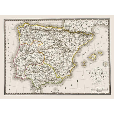 Spain Portugal - Brue 1827 White Modern Wood Framed Art Print by Brue