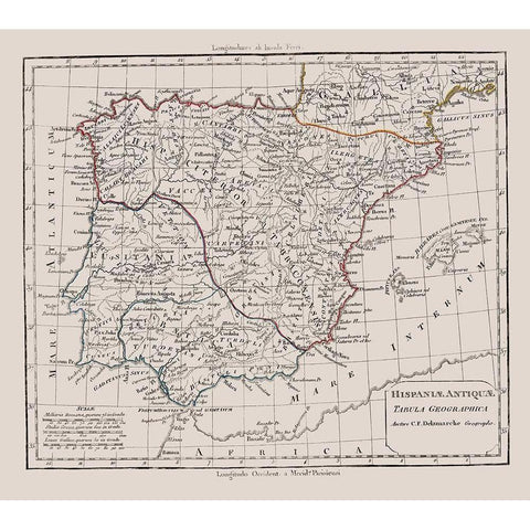 Spain Portugal - Delamarche 1790 White Modern Wood Framed Art Print by Delamarche