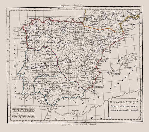 Spain Portugal - Delamarche 1790 White Modern Wood Framed Art Print with Double Matting by Delamarche