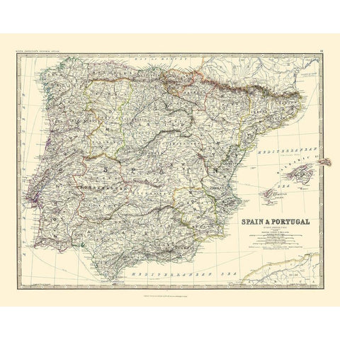 Spain Portugal - Blackwood 1861 Black Modern Wood Framed Art Print with Double Matting by Blackwood