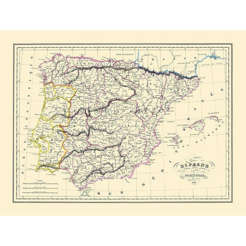 Spain Portugal - Andre 1836 White Modern Wood Framed Art Print by Andre